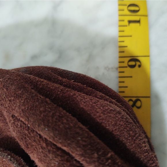 EUC Vintage Amilet Brown Suede Leather Saddle Bag Purse Shoulder Bag Bead Flower - Picture 10 of 11